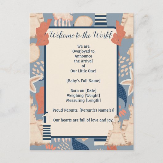 ベビーの男の航海の子の誕生発表 ポストカード (正面)