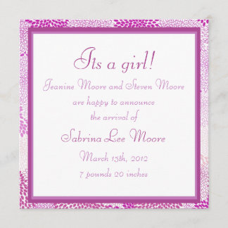 ベビーの発表(女の子) 案内状