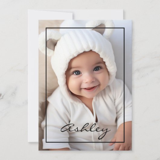 ベビーの発表(黒縁ど)  案内状 (正面)