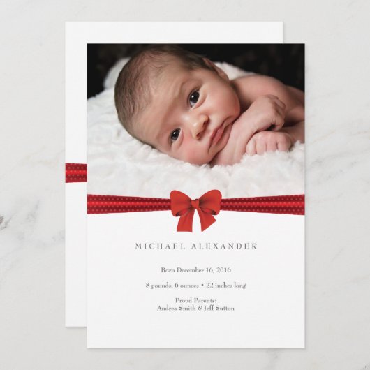 ベビーの発表IC写真カード 案内状 (正面/裏面)