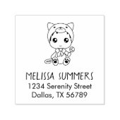 ベビーの白猫の衣装の住所 セルフインキングスタンプ (デザイン)
