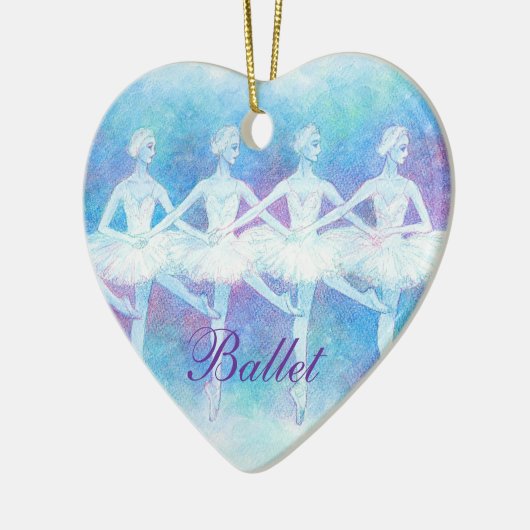 ベビーの白鳥のオーナメントのダンス(カスタマイズ可能な) セラミックオーナメント (左)