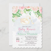 ベビーの白鳥の花のグリッターのベビーシャワーの招待状 招待状 (正面)