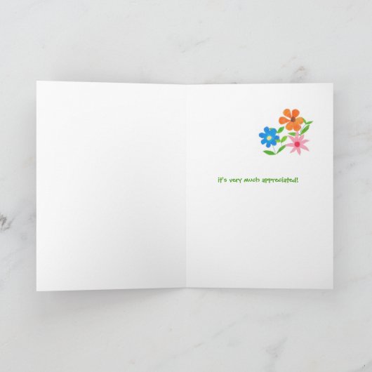 ベビーの着席カード-フラワーパワーをありがとう サンキューカード (内部)