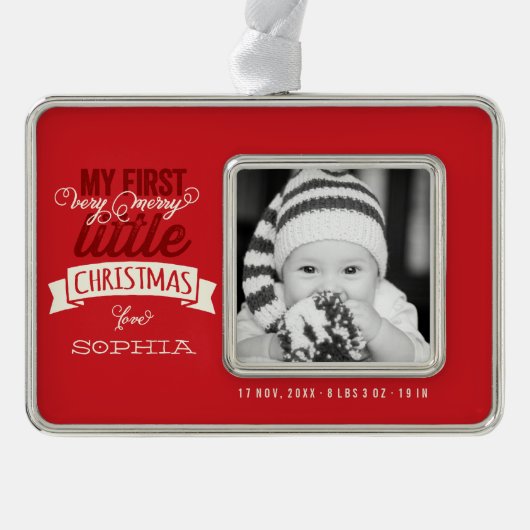 ベビーの私のメリークリスマスかわいい写真 シルバープレートフレームオーナメント (正面)