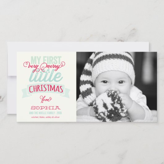 ベビーの私のメリークリスマスかわいい写真 シーズンカード (正面)