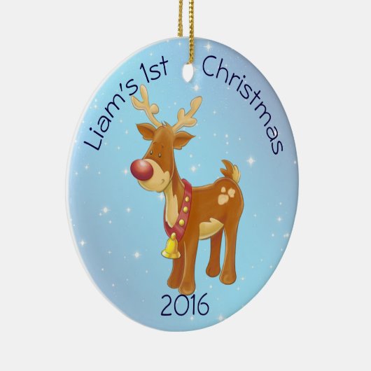 ベビーの第1クリスマスのためのかわいいルドルフ セラミックオーナメント (右)