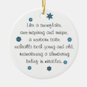 ベビーの第1クリスマスのオーナメントの青い雪片の詩 セラミックオーナメント (正面)