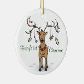ベビーの第1クリスマスのオーナメント-トナカイの写真 セラミックオーナメント (右)