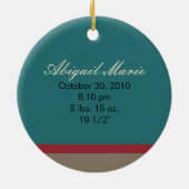 ベビーの第1クリスマスのカスタムなオーナメント(ティール（緑がかった色）) セラミックオーナメント (裏面)
