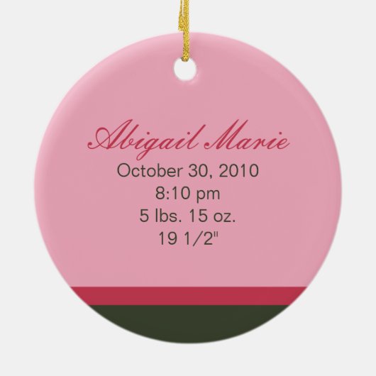 ベビーの第1クリスマスのカスタムなオーナメント(ピンク) セラミックオーナメント (裏面)