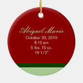 ベビーの第1クリスマスのカスタムなオーナメント(赤い) セラミックオーナメント (裏面)