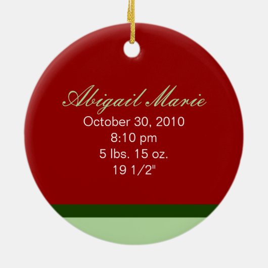 ベビーの第1クリスマスのカスタムなオーナメント(赤い) セラミックオーナメント (裏面)