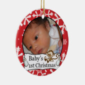 ベビーの第1クリスマスのカスタムな写真のオーナメント セラミックオーナメント (右)