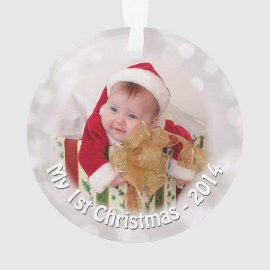 ベビーの第1クリスマスの休日の写真のオーナメント オーナメント (裏面)