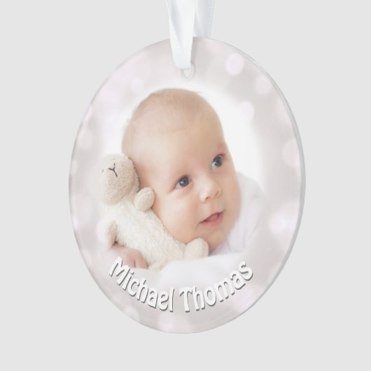 ベビーの第1クリスマスの休日の写真のオーナメント オーナメント (正面)
