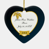 ベビーの第1クリスマスの濃紺の写真 セラミックオーナメント (裏面)