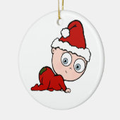 ベビーの第1クリスマス セラミックオーナメント (左)