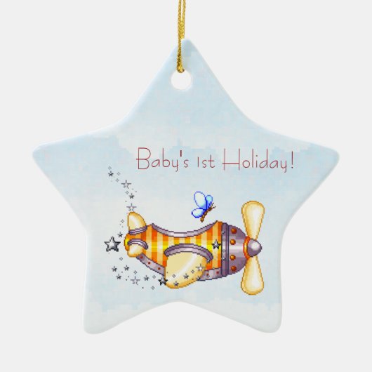 ベビーの第1休日の飛行機のオーナメント セラミックオーナメント (正面)