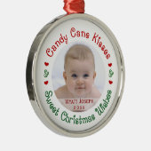 ベビーの第1初めてのクリスマスの休日の写真のギフト メタルオーナメント (右)
