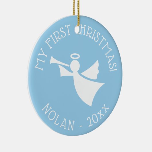 ベビーの第1回クリスマスツリーエンジェルオーナメント(名前あり) セラミックオーナメント (右)