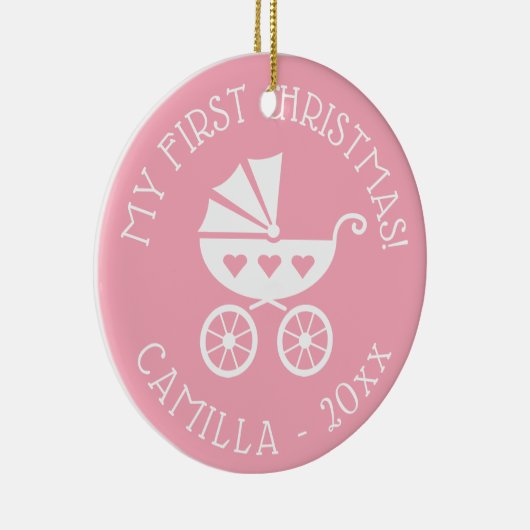 ベビーの第1回クリスマスツリーオーナメントとキャリッジ セラミックオーナメント (右)