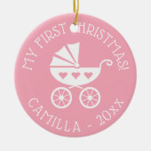 ベビーの第1回クリスマスツリーオーナメントとキャリッジ セラミックオーナメント (正面)
