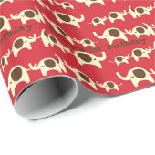 ベビーの第1最初誕生日かわいい象パターン ラッピングペーパー (ロールコーナー)