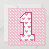 ベビーの第1誕生日の名前をカスタムするのモダンなハートV07B 招待状 (正面)