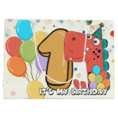 ベビーの第1誕生日の恐竜のカスタム ラージペーパーバッグ