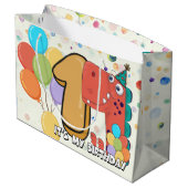 ベビーの第1誕生日の恐竜のカスタム ラージペーパーバッグ