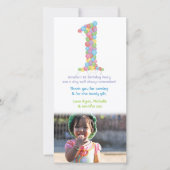 ベビーの第1誕生日の気球は写真カード感謝していしています サンキューカード (正面)