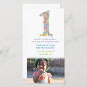 ベビーの第1誕生日の気球は写真カード感謝していしています サンキューカード (正面/裏面)