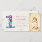 ベビーの第1誕生日の気球は写真カード感謝していしています サンキューカード (正面)