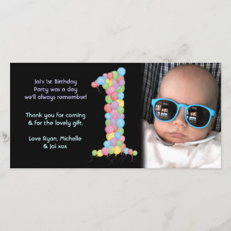 ベビーの第1誕生日は写真カード感謝していしています サンキューカード