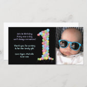 ベビーの第1誕生日は写真カード感謝していしています サンキューカード (正面/裏面)