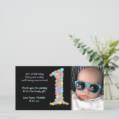 ベビーの第1誕生日は写真カード感謝していしています サンキューカード (スタンド正面)