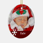 ベビーの第2クリスマスの赤い雪片のオーナメント セラミックオーナメント (右)