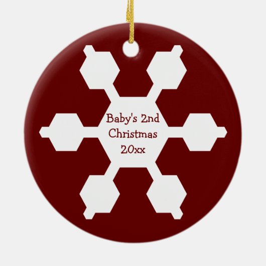 ベビーの第2クリスマスの赤い雪片のオーナメント セラミックオーナメント (裏面)