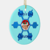 ベビーの第2クリスマスの青い雪片のオーナメント セラミックオーナメント (右)