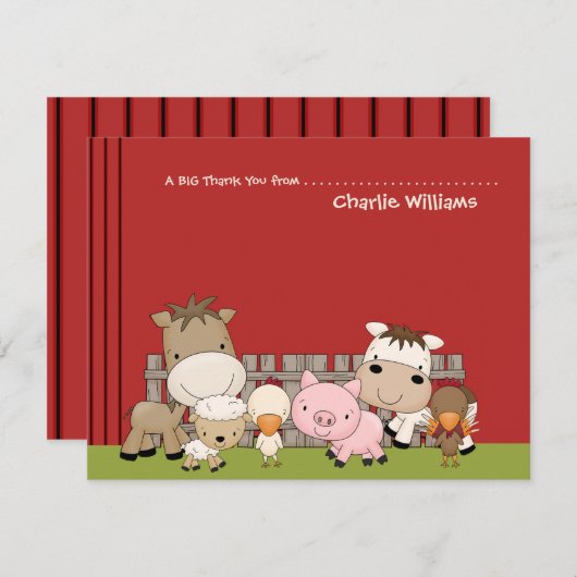 ベビーの納屋周囲の庭の相棒のサンキューカード サンキューカード (正面/裏面)