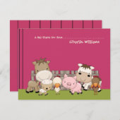 ベビーの納屋周囲の庭の相棒のピンクのサンキューカード サンキューカード (正面/裏面)