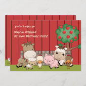 ベビーの納屋周囲の庭の相棒の誕生日のパーティの招待状 招待状 (正面/裏面)