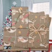 ベビーの素朴初めてのクリスマストナディアバニーバード ラッピングペーパーシート