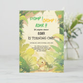 ベビーの緑の恐竜の誕生日招待状 招待状 (スタンド正面)