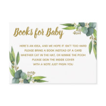 ベビーの緑の草木の金ゴールドのベビーシャワーの挿入物のための本
