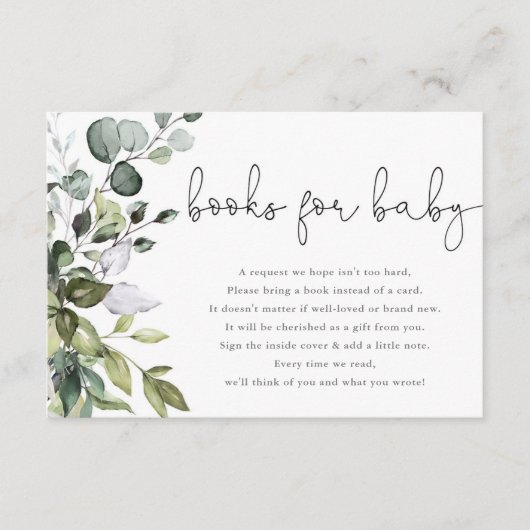 ベビーの緑の赤男女兼用ちゃんシャワー用の本 エンクロージャーカード (正面)