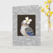 ベビーの羽付きブルーバード カード (黄色い花)