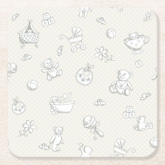 ベビーの背景 スクエアペーパーコースター (正面)