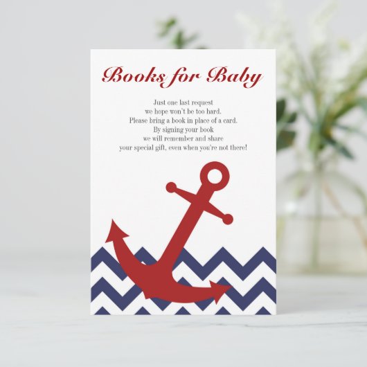 ベビーの航海のなベビーシャワーの本の要求のための本 エンクロージャーカード (スタンド正面)
